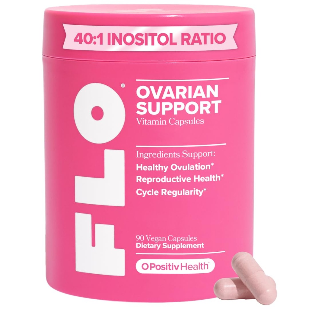 O Positiv FLO Ovarian Health Support - Hormone Balance for Women, Supplement with DIM, Myo & D-Chiro Inositol, Folic Acid - Ondersteunt gezonde ovulatie, cyclusfrequentie - 30 porties