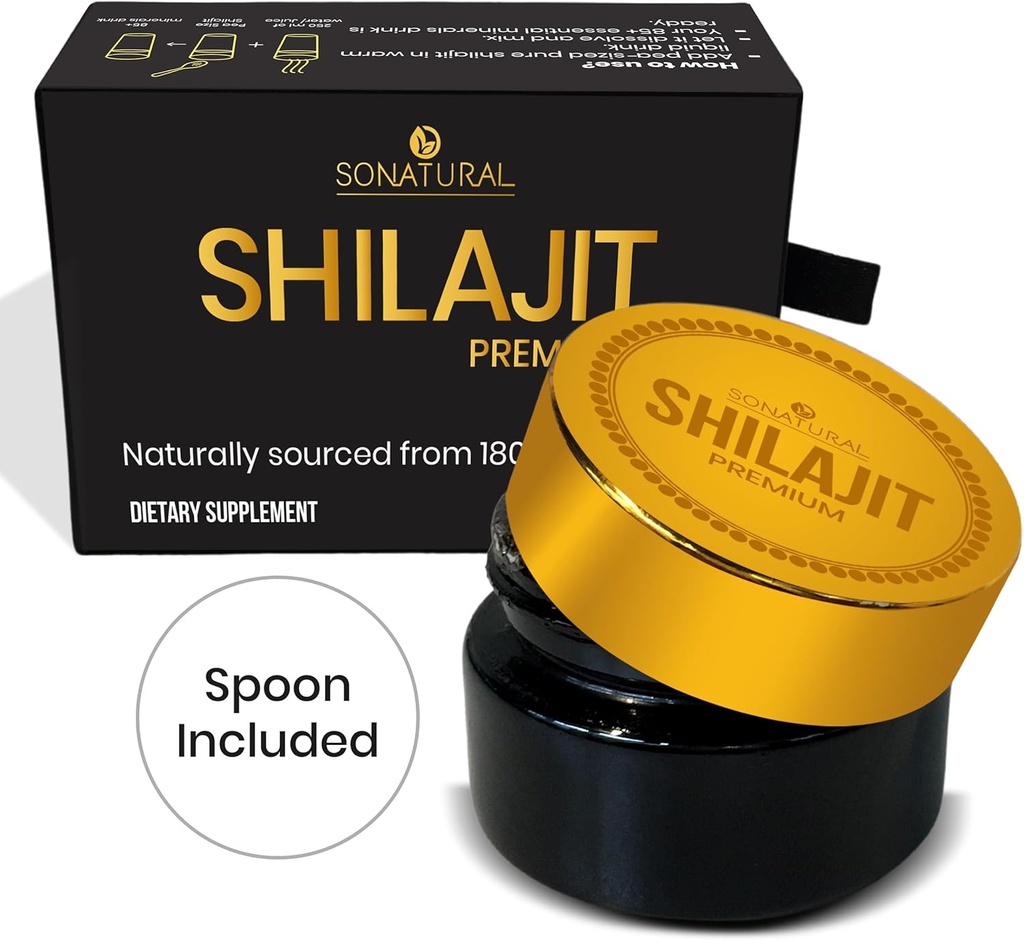 SONATURAL Shilajit Pure Himalayan Organic - 30g Premium 100% Pure Shilajit Resin with Fulvic Acid & 85+ Trace Minerals Complex for Energy & Immune Support, (2 Months Supply)