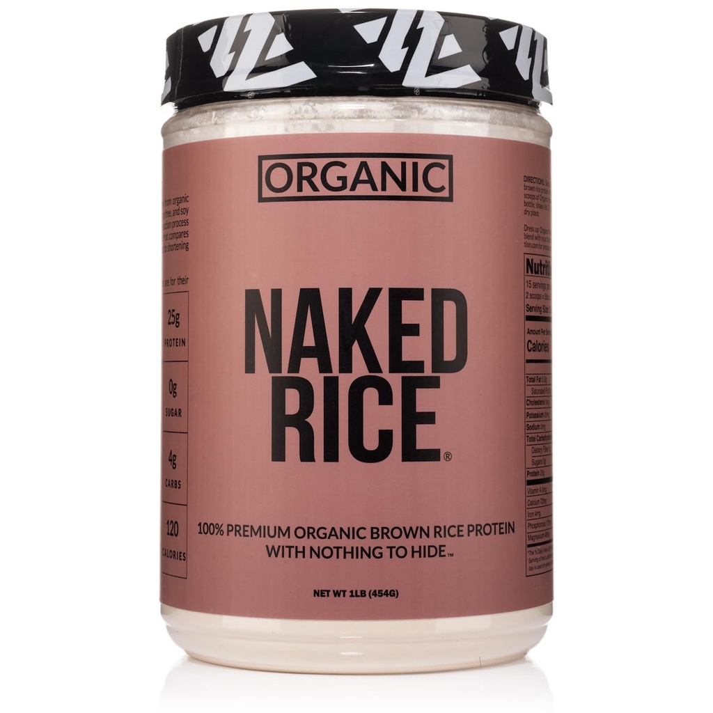 Naked Rice 1Lb - Organic Bruin Rijst Proteïne Poeder - Vegan Proteïne Poeder, GGO-vrij, Glutenvrij en sojavrij. Plant-based Proteïne, Geen kunstmatige ingrediënten - 15 porties