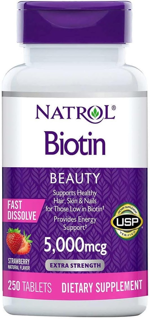 Biotin 5000 mcg., 250 sneloplossende tabletten