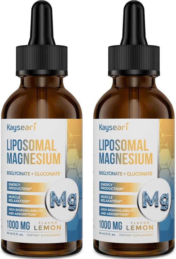 Hoge sterkte Liposomale Magnesiumdruppels, gemakkelijk geabsorbeerde gecheleerde vormen van magnesiumbisglycinaat en Magnesium Gluconaat, 60ML Citroen Flavored Liquid Drops