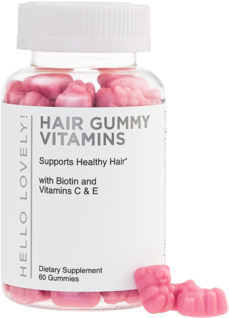 Haarvitaminen Gummies - Biotin 5000 mcg met vitamine E, C & Zink, Haargroei Vitaminen voor vrouwen en mannen - Sterkere, mooie haren, huid en nagels supplement, niet-GMO & Glutenvrije - 60 Gummy Bears