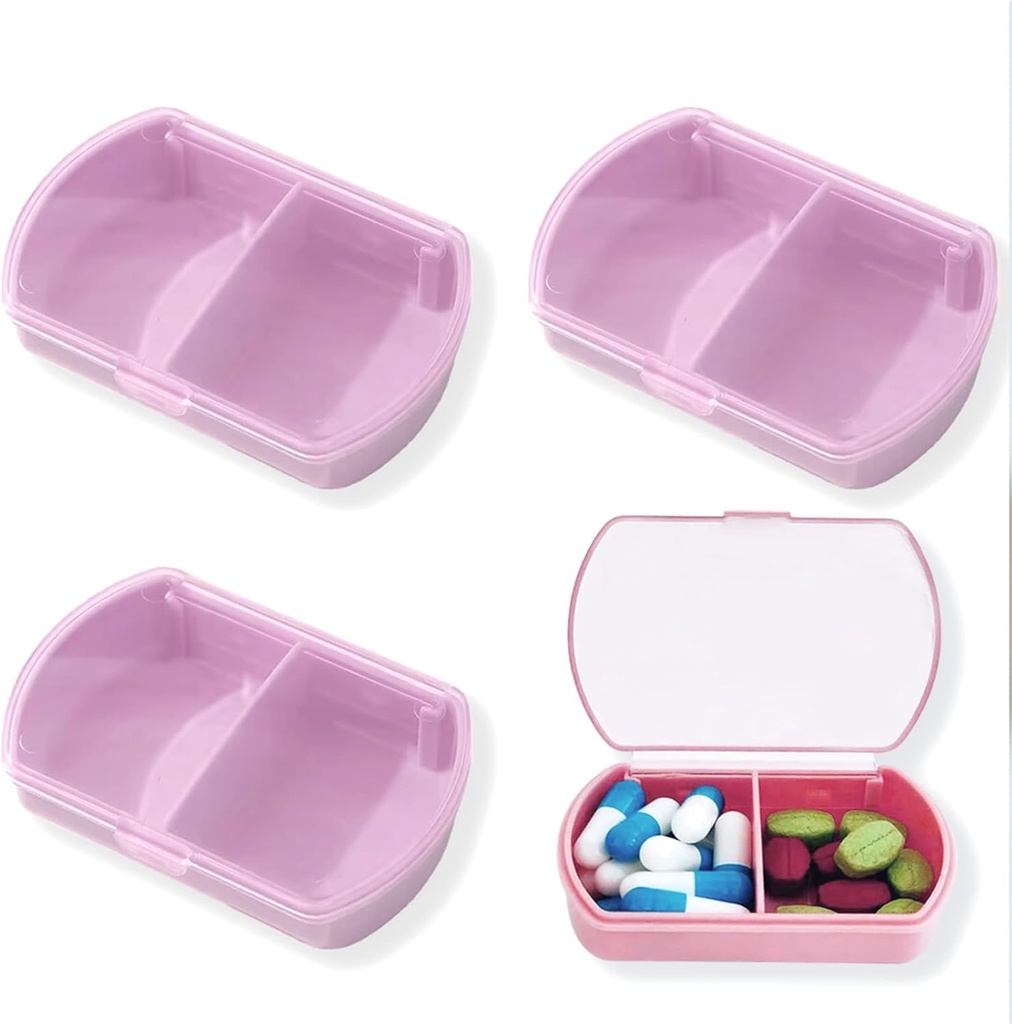4PCS Kleine pil geval Travel pil Box Cute pil Organizer voor Purse Portable Daily Medicine Organizer 2 Compartiment pil houder voor vitamines, Visolie, Supplementen