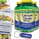 Spring Valley Calcium citraat tabletten Dieetsupplement 600 mg 300 Ct 3 pk Choice Bundle (900 Totaal) + Vitamine Guide & Pill Container (5 items)!