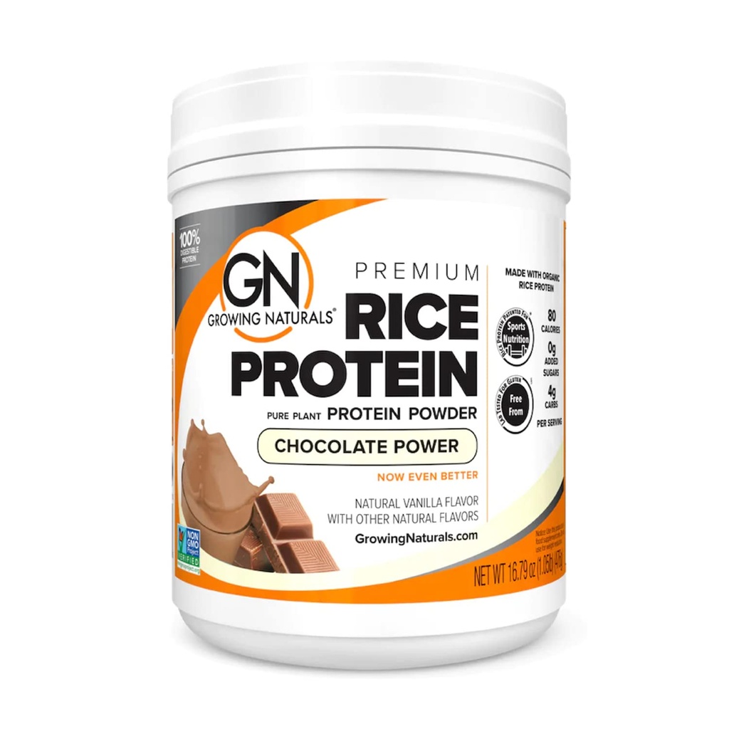 Groeiende Naturals Biologische Premium Rijst Proteïne Poeder, Chocolade Power, Non-GMO, Veganist, 16,8 Ounce