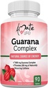Amate Life Guarana Complex - Guarana Complex Energizer - Cafeïne Energiserende Supplement - Bron van Energie - Toenemende Mind Functies Supplement - 1000mg van Guarana - 90 Tabletten