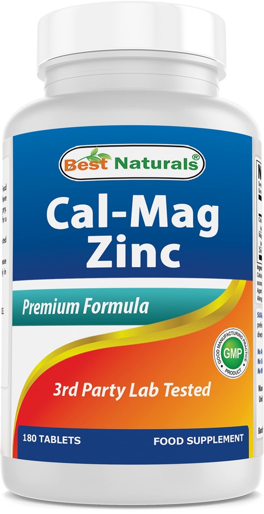 #1 CAL MAG ZINC by Best Naturals - Essential Mineral Complex - Vervaardigd in een op USA gebaseerde GMP Certified Facility en derde partij getest op zuiverheid. Gegarandeerd!!, 180 tabletten