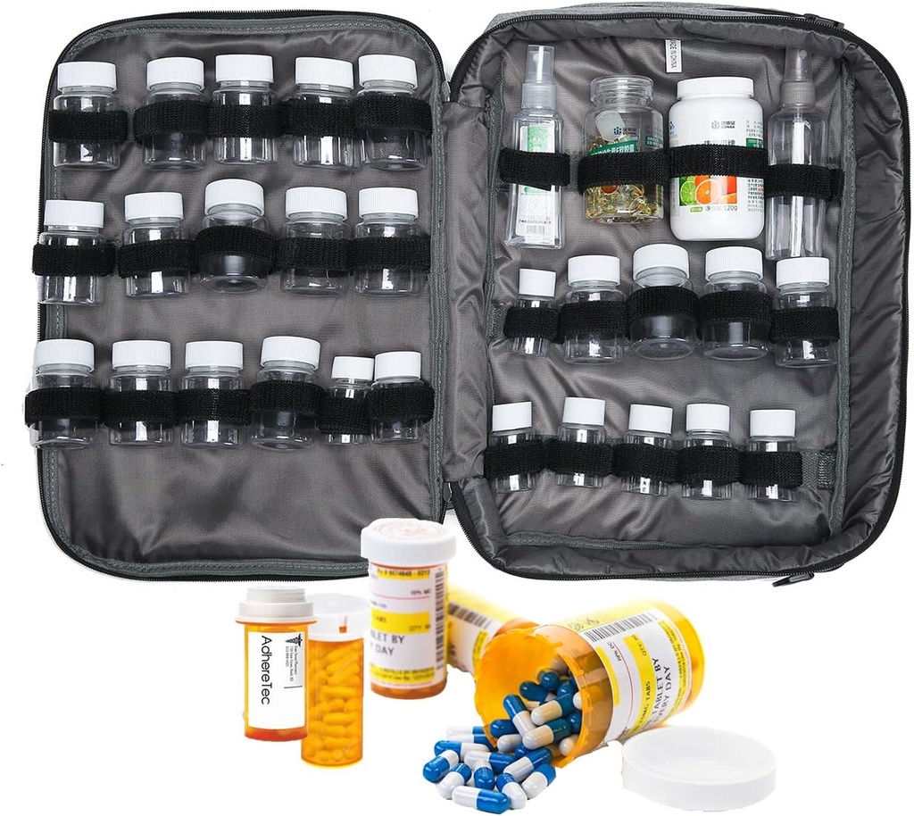 Medicine Bag Pill Bottle Organizer Travel Case for Men Women Medication Storage Organization Prescription Med Manager Waterfles Vitamine Drug draagt geval XL Large Locked Lockable Pretty Potable