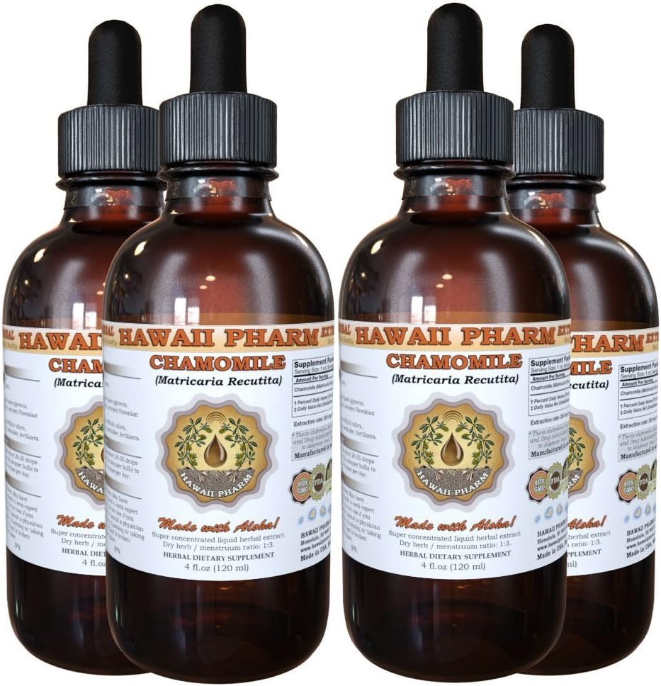 Kamille Liquid Extract, Biologische Kamille (Matricaria Recutita) Tinctuur Supplement 4x4 oz