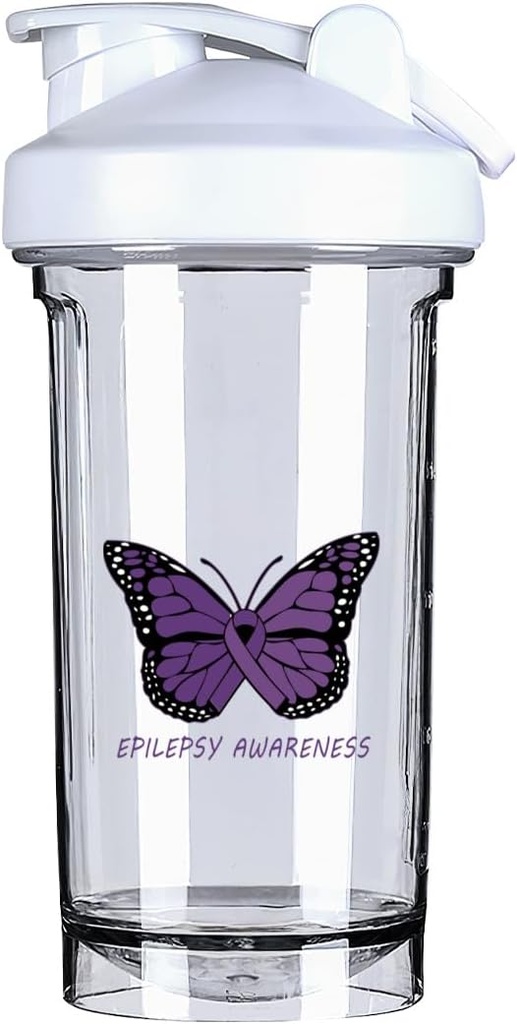 Epilepsie Bewustzijn 18 Ounce Shaker Bottle Drink Mixer Leak-proof Pre Workout Proteïne Shakes Maaltijden Vervangingsshakes Flessen 500ML/18 Oz Wit