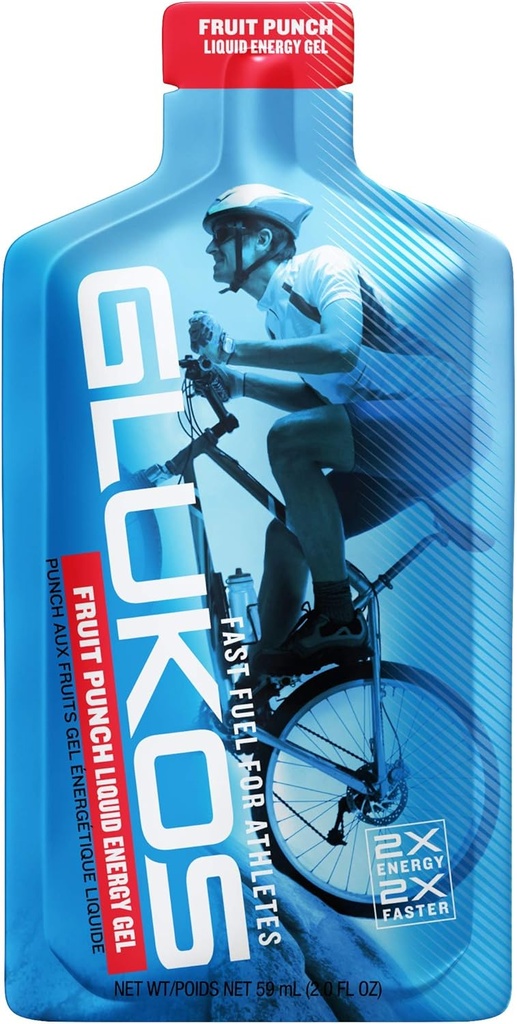 Glukos Energy Gels voor Runners 2oz Packets, Running Gels met Elektrolyten, Tray van 12 Tellen