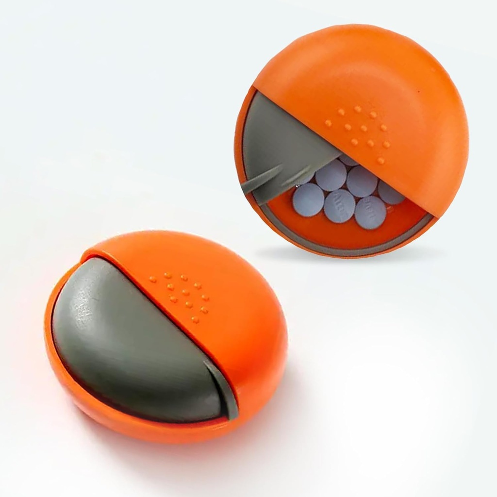 Round Travel pil Organizer - Draagbare kleine pil Box voor portemonnee - Compact, Leak-Proof Medicine Container voor pillen, vitaminen, visolie, supplementen - BPA-Free, duurzaam ontwerp, 2,75" (Orange)