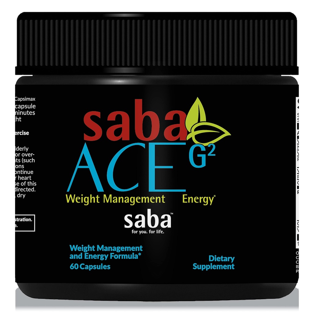 Saba ACE G2- Thermogenic Energy Burn, Pre Workout, Metabolisme, Focus, Concentratie, met Capsimax, CarnoSyn, BioPerine, Green Tea Leaf Extract, voor mannen en vrouwen -60 capsules