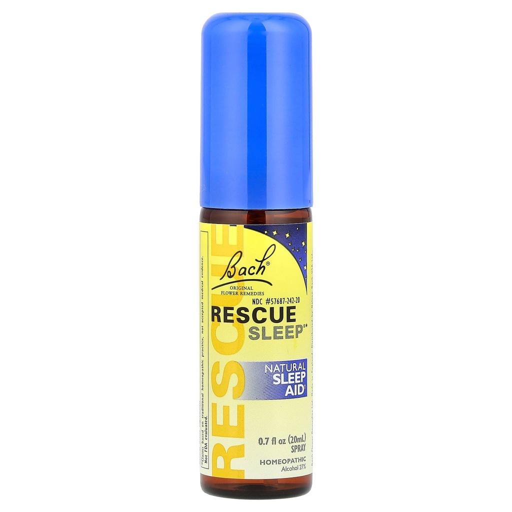 Bach RESCUE SLAPEN Spray 20ml, Natuurlijke Slaap & Stress Hulp, Homeopathische Bloem Essentie, Veganistisch, Vrij van Melatonine, Suiker, en Gluten, Niet-Narcotisch, Niet-Habit Vorming
