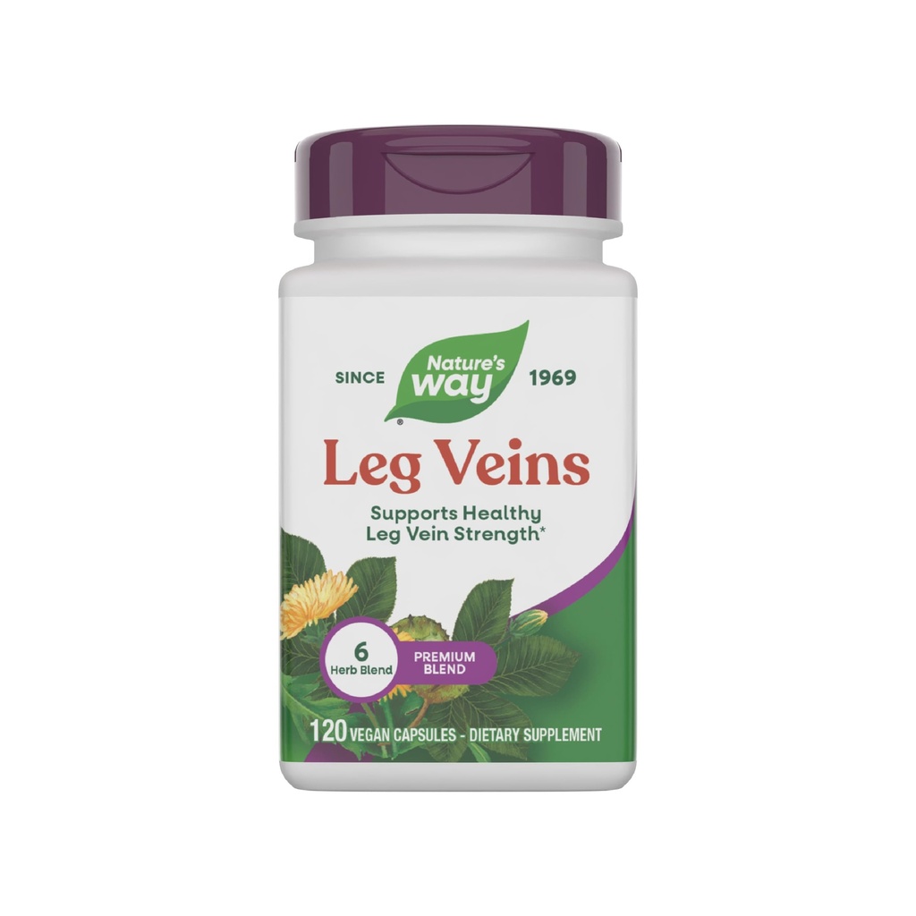 Nature's Way Leg Veins, ondersteunt gezonde been Vein kracht*, 6-Herb Blend, met Horse Chestnut Extract, Dandelion, Glutenvrij, 120 Vegan Capsules (Verpakking mei Vary)