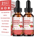 (2 Pack) Magnesium Glycinate Liquid Drops w/ 1500mg Magnesium Glycinate, Taurate, Malate, Citrate, Calcium Plus Kalium voor nerve, Bone, Heart Health & Energy Zzz - High Absorptie-Raspberry Flavor