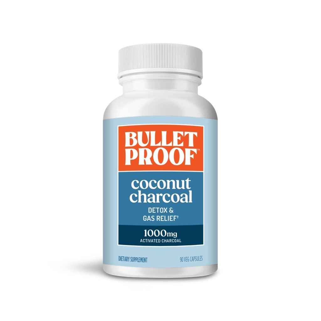 Kogelvrije Kokoskool Detox en Gas Relief Capsules, 90 Tel, Gebronzen uit 100% Kokosnoot Shells, Actieve Charcoal voor Bloating Support, Verpakking mei Vary