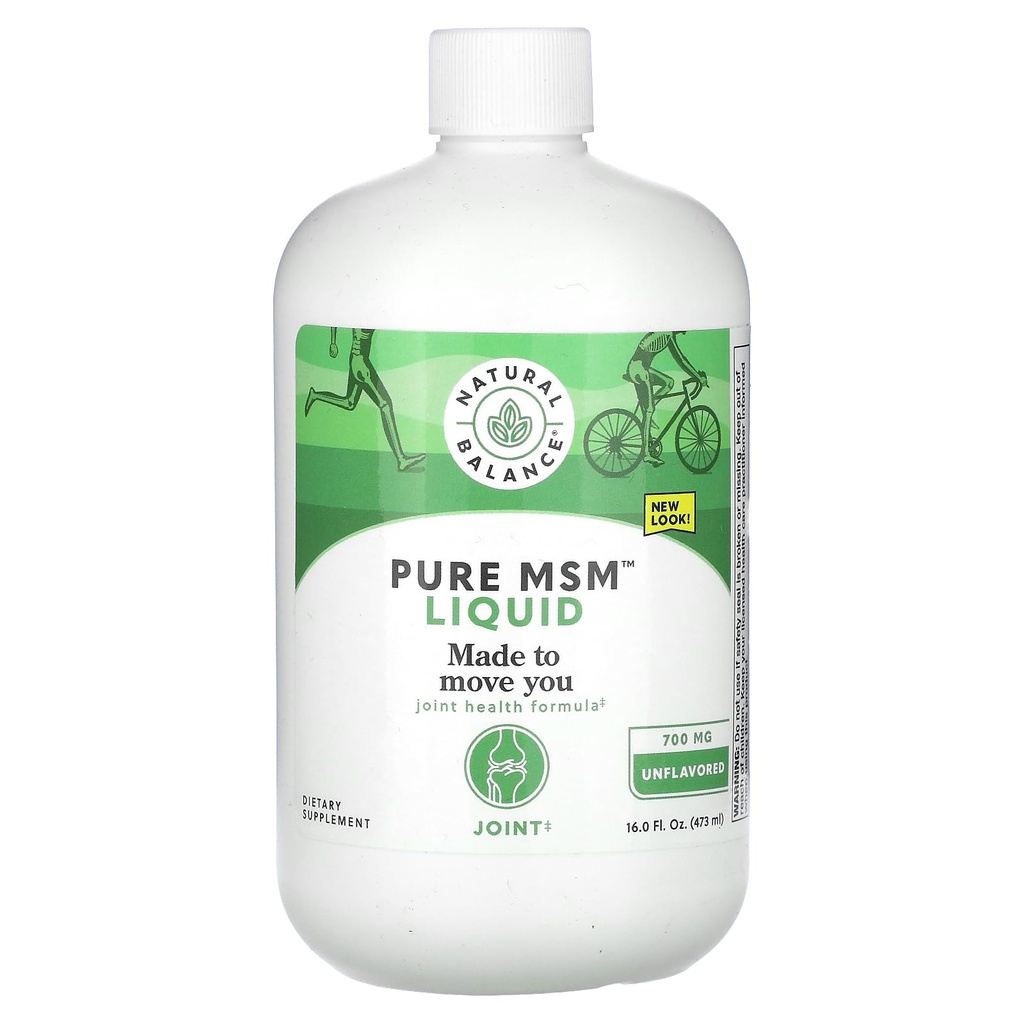 Natural Balance Pure MSM Liquid - 700 mg - Unflavored - Joint Support Supplement - Lab Geverifieerd voor zuiverheid en vermogen - 60-dagen geld-terug garantie - 48 Servings, 16 Fl. Oz.
