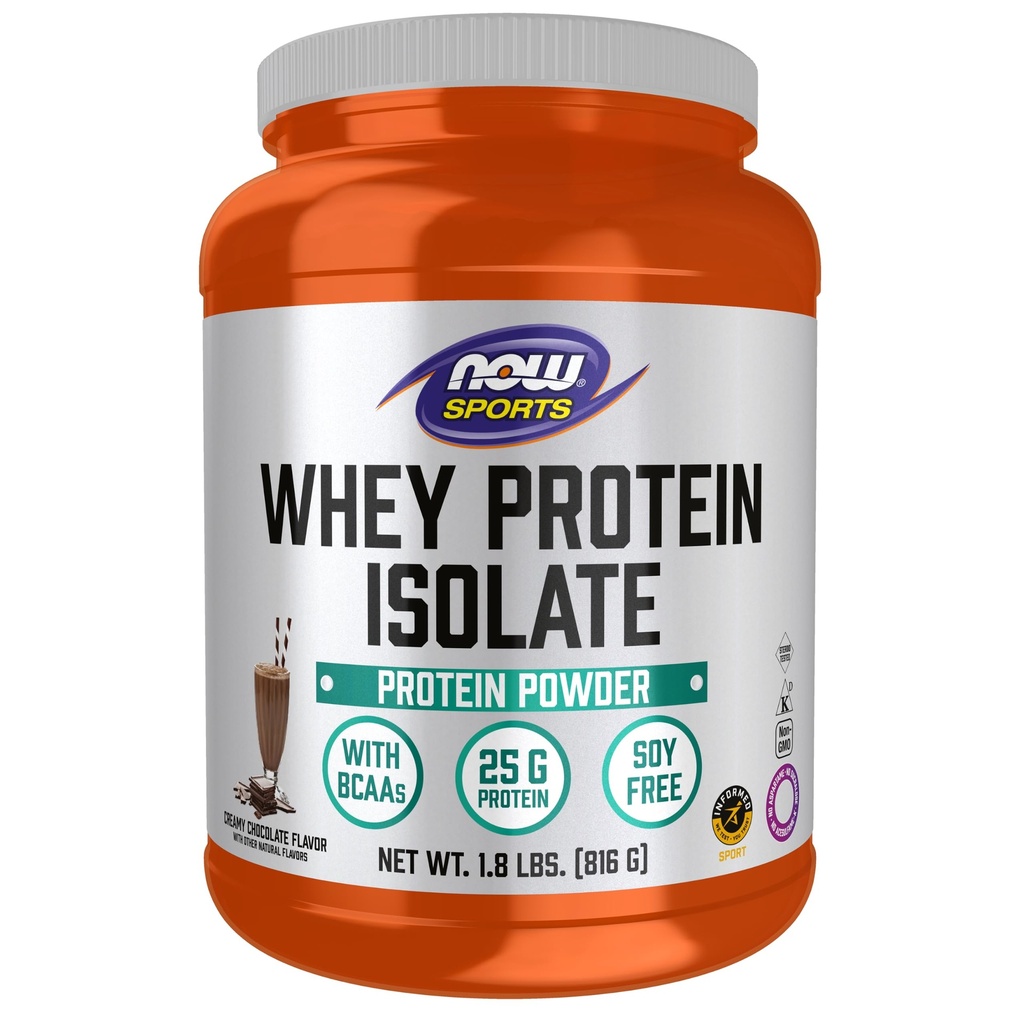 NU Foods Sports Nutrition, Wei Protein Isolaat, 25 g met BCAA's, Romig Chocoladepoeder, 1,8-pond