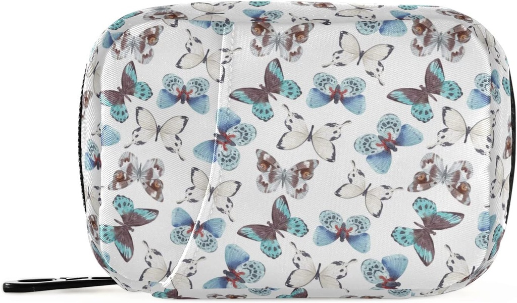 Naanle Blue Butterfly 7 Day Pill Case Travel Organizer met ritstas - draagbare Weekly Case - Compacte grootte voor vitamine supplement houder