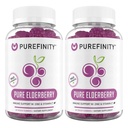 PUREFINITY Vlierbessen Gummies met Sambucus, Vitamine C, en Zink Uw perfecte dagelijkse 3-in-1 supplement voor kinderen en volwassenen Glutenvrij, Non-GMO, Veganistisch, 60 Tellen (pakket van 2)
