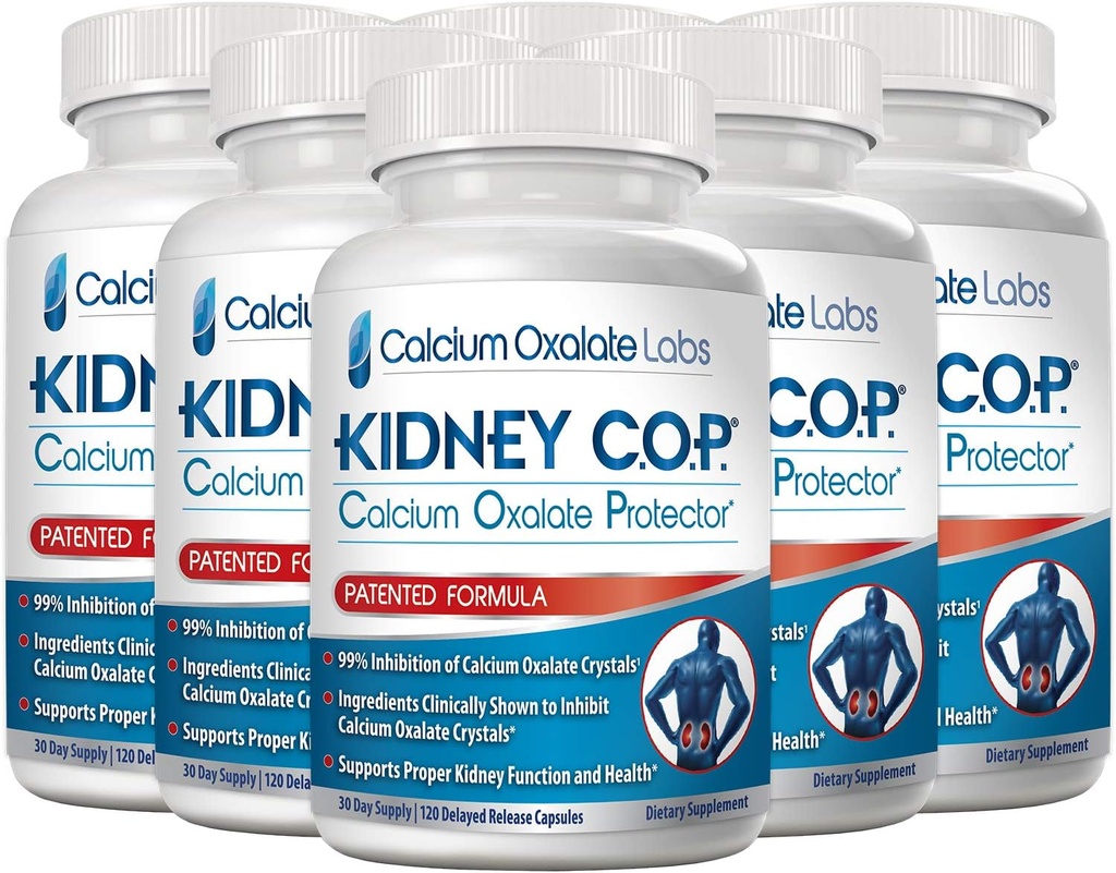 KIDNEY C.O.P. Calcium Oxalaat Beschermer 120 Capsules, Nierondersteuning voor Calcium Oxalaat Kristallen, helpt stopt het opnieuw optreden van stenen, sterker dan Chanca Piedra Stone Breaker Supplementen, 6 Pack