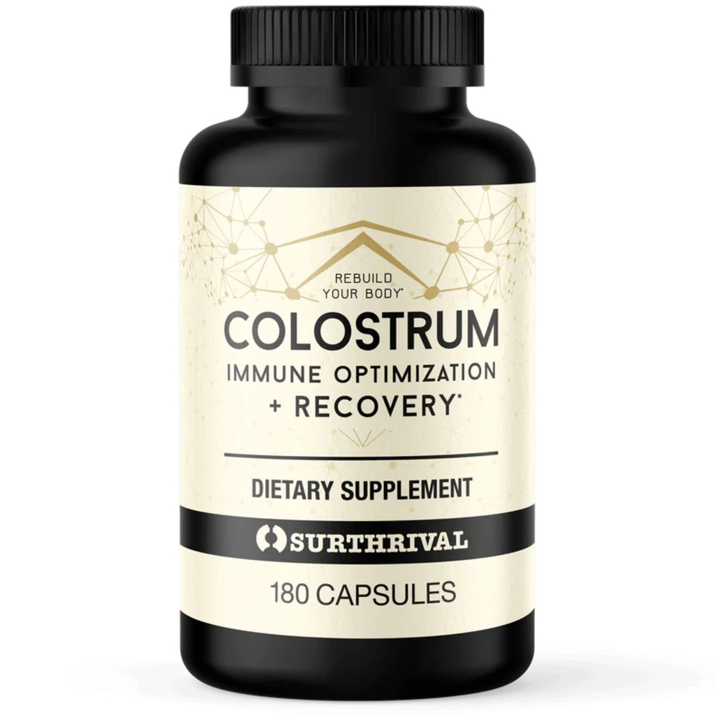 Surtrival: Colostrum Powder Capsules (180 Count), Immune Optimization & Recovery, Dieetsupplement, Gut Health, Immune Support, Keto Friendly