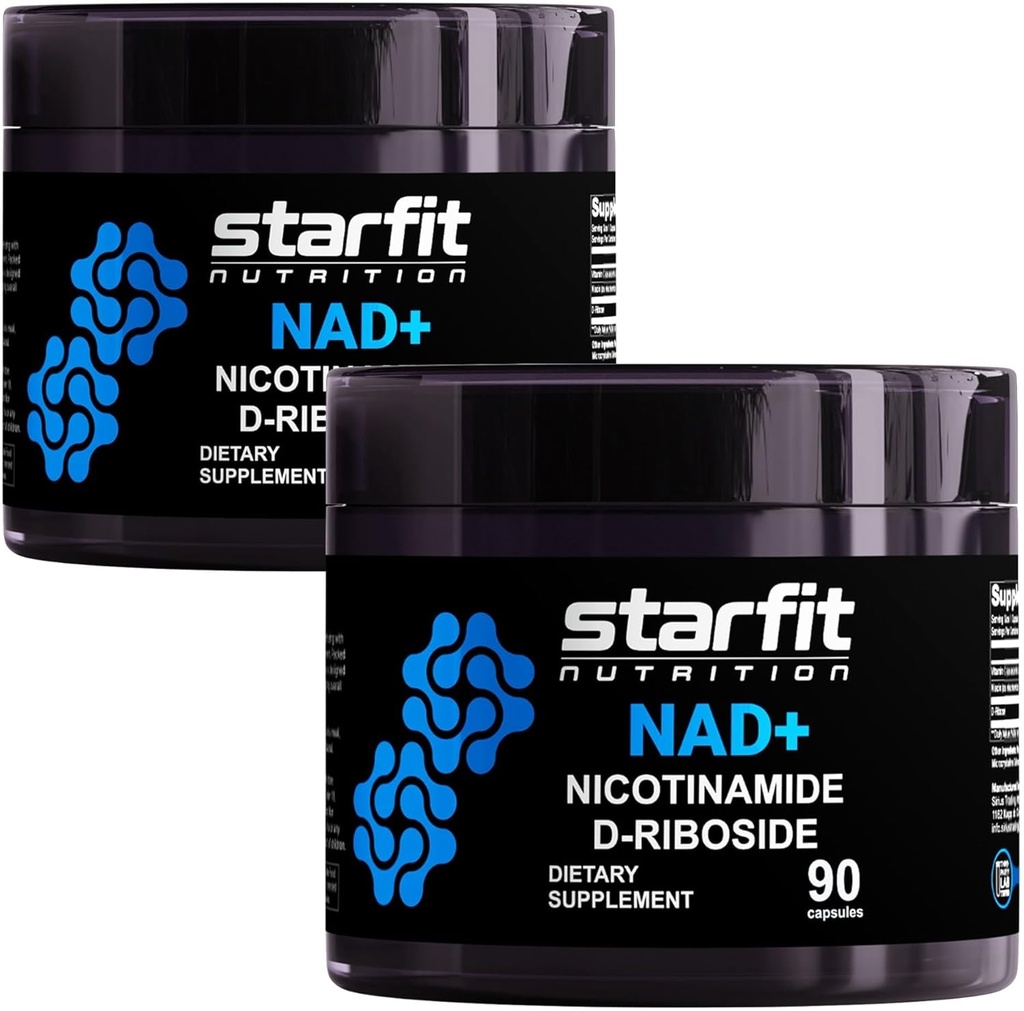 STARFIT - Nicotinamide D-Riboside (2 Pack), Booster NAD+, Energy & Focus Supplement, Cellulaire ondersteuning tegen veroudering, Totaal 180 Capsules