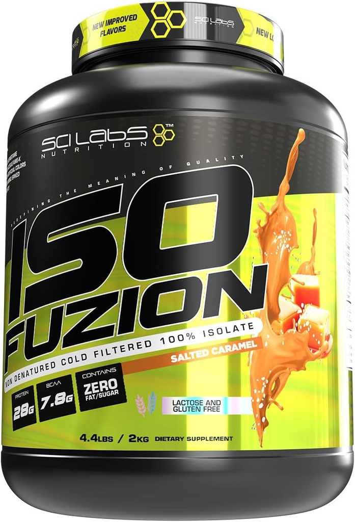 ISO FUZION 100% Whey Isolate | 28g Non Denatured Protein Powder, Salted Caramel Flavor, 4.4lb