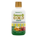 NaturesPlus Bron van het leven Goud Multivitamine Vloeistof 30 oz Ondersteunt energieproductie, gezond immuunsysteem en welzijn Inclusief vitamines D3, B12, K2 en meer 120 Whole Food Nutriënten - 30 porties