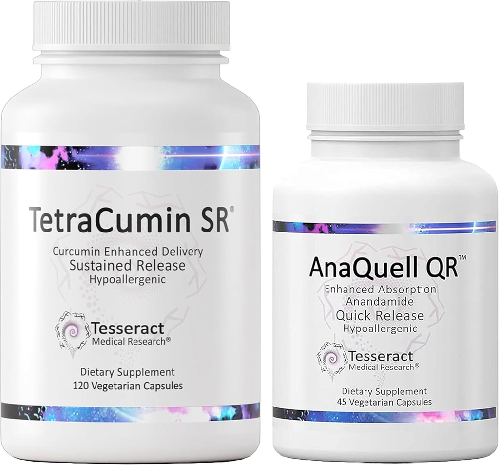 Tesseract Medisch Onderzoek Tetracumin SR Gezamenlijk Ondersteuningssupplement & AnaQuell QR, Stress Relief & Mood Support Supplement