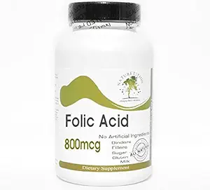 Foliumzuur 800mcg ~ 200 Capsules - Geen additieven ~ Naturetitiesupplementen