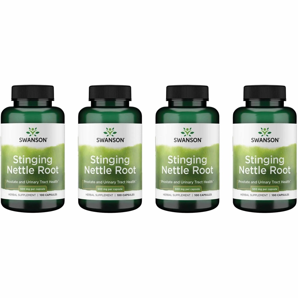 Swanson Stinging Nettle Root (Urtica Dioica) - Kruidensupplement - (100 capsules, 500 mg) (4 verpakkingen)