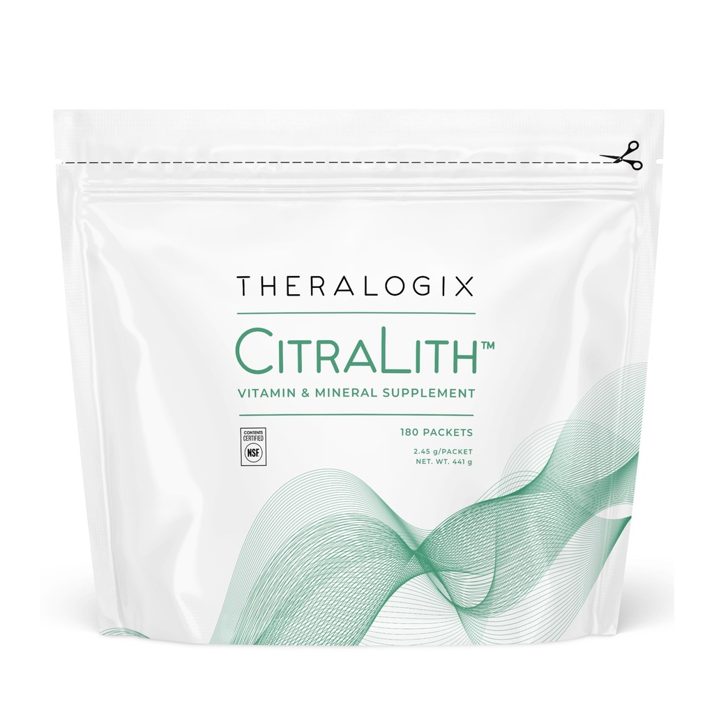 Theragix CitraLith Vitamine & Mineraal Supplement - 90-Day Supply - Niergezondheidsondersteuning voor gezonde nierfunctie - Omvat Magnesium, Natrium, Kalium & Vitamine B6 - NSF Certified - 180 Packets