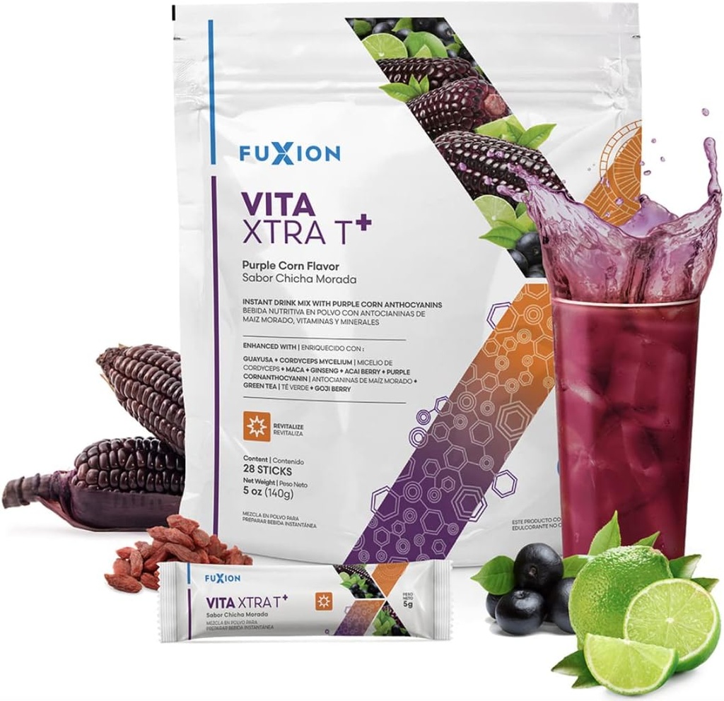 FuXion Health Care for Bodybuilding-Fuxion Vita Xtra T, Natural Occrured Cafeine Energy Drink, All Natural Herbs&Fruits for Natural Energy (Vita Xtra T, 28 Sticks)
