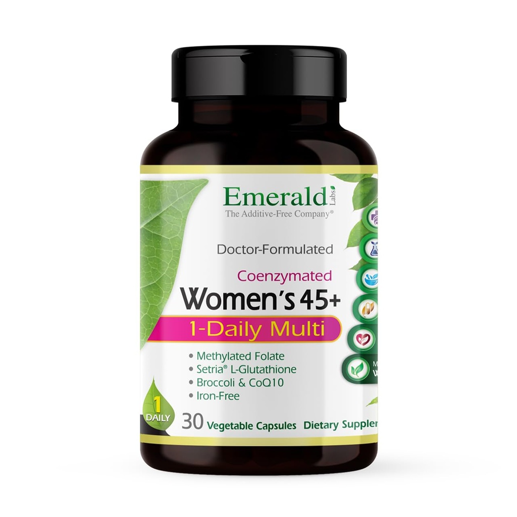 EMERALD LABS Women's 45+ 1-Daily Multi - Complete Multivitamin for Comprehensive Support, Bone & Heart Health* - Designed for Women 45+ - Gluten-Free & Vegetarian - 30 Vegetable Capsules