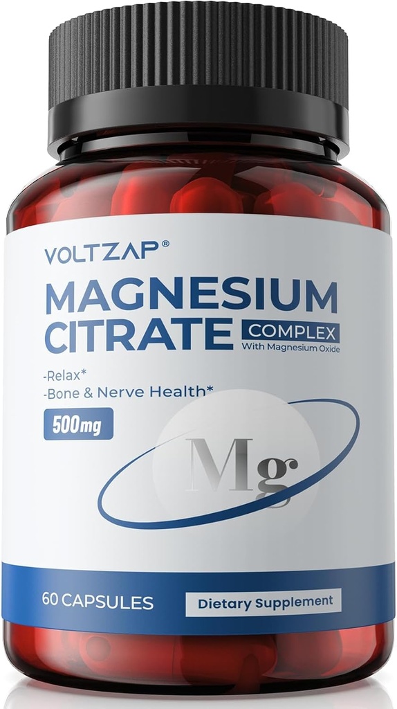 Magnesium citraat Capsules 500 mg supplement: voor constipatie en gezondheid slaapsteun Zeer absorberende Magnesium Element Supplement Complex voor spier- en spijsverteringsondersteuning - niet-GMO en glutenvrij