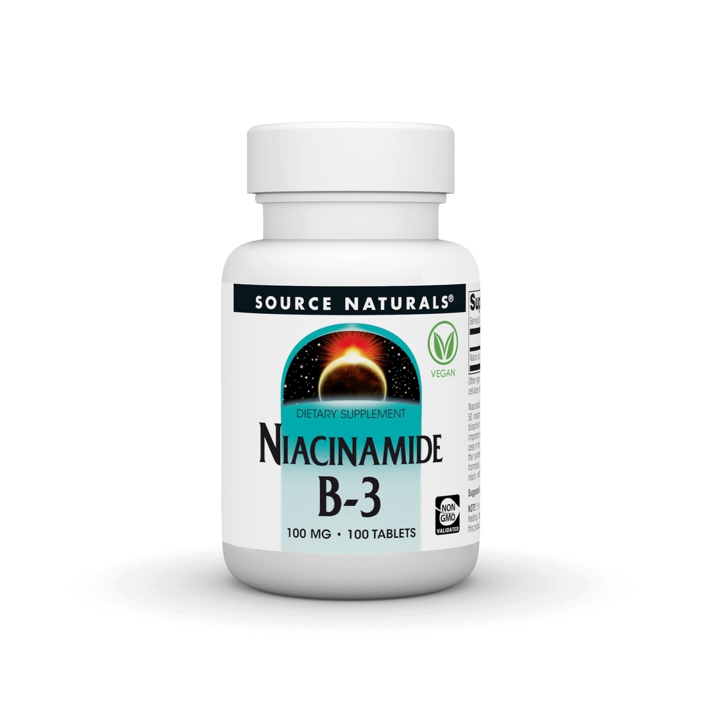 Bron Naturals Niacinamide B-3, 100 mg Dieetsupplement - 100 tabletten