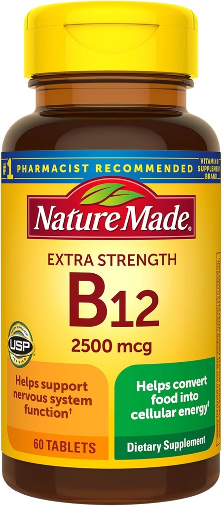 Extra sterkte Vitamine B12 2500 mcg Tabletten, 60 Tellen