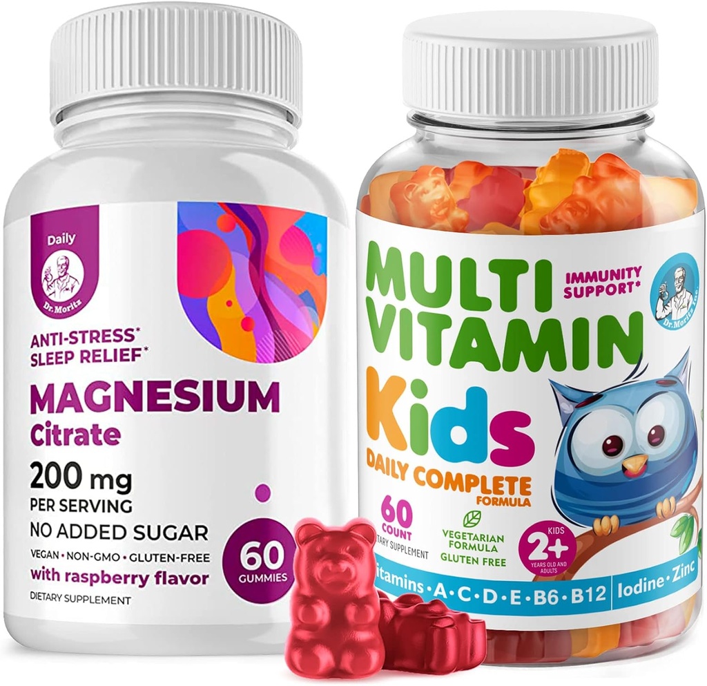 Kinderen Multivitamine Gummies 14 Essentiële Vitaminen en Magnesium Gummies Sugar-Free - Dagelijks supplement Vitamine A,C,D,E Vegetarische B6&B12,Zinc,Biotine met suikervrije Magnesium Kalm Kauwen voor kinderen&Adults