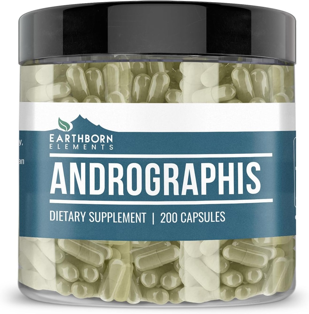 Earthborn Elements Andrographis Paniculata 200 Capsules, Pure & Onverdund, Geen Additieven