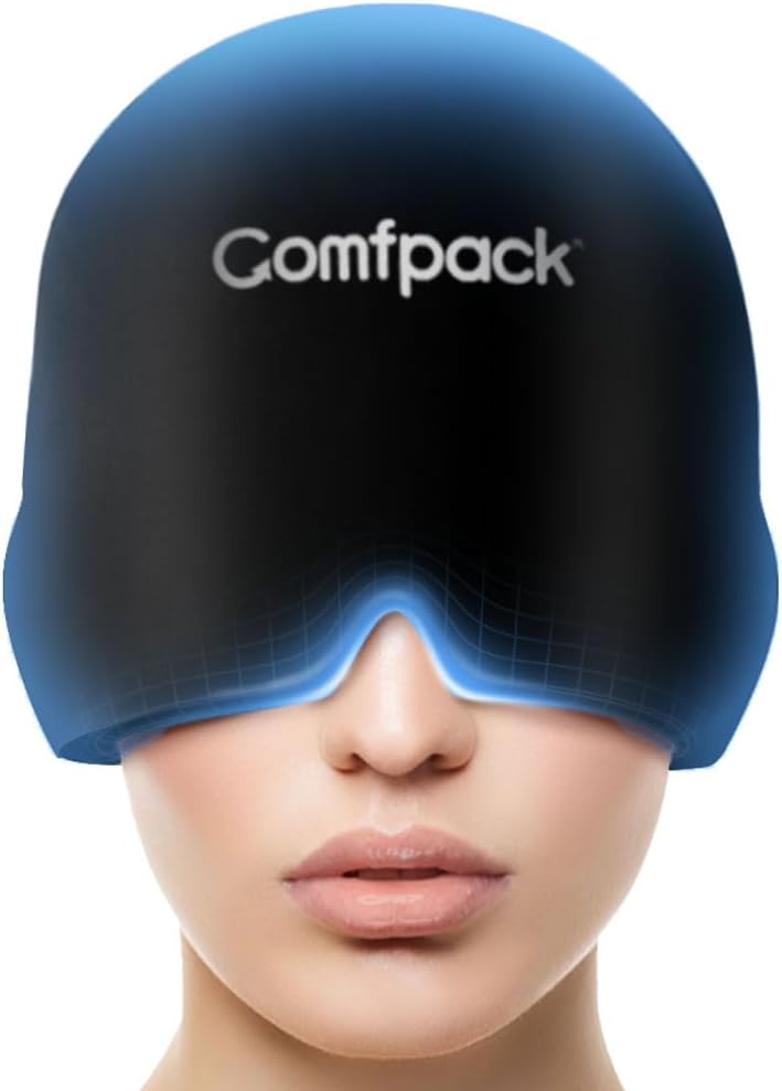 Migraine Relief Cap, volledig hoofd Koude Compress Zachte Stretchy Hoofdpijn Relief Cap voor spanning, Sinus, Stress Relief, Hangover Ice Hat, Puffy Eyes, Gifts voor Migraine Lijders