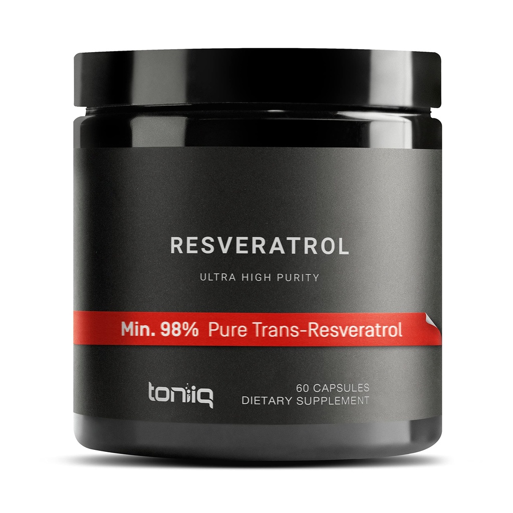 Toniiq Ultra hoge zuiverheid Resveratrol Capsules - 98% Trans-Resveratrol - Hoog gezuiverd en biologisch beschikbaar - 60 Caps Reservatrol Supplement