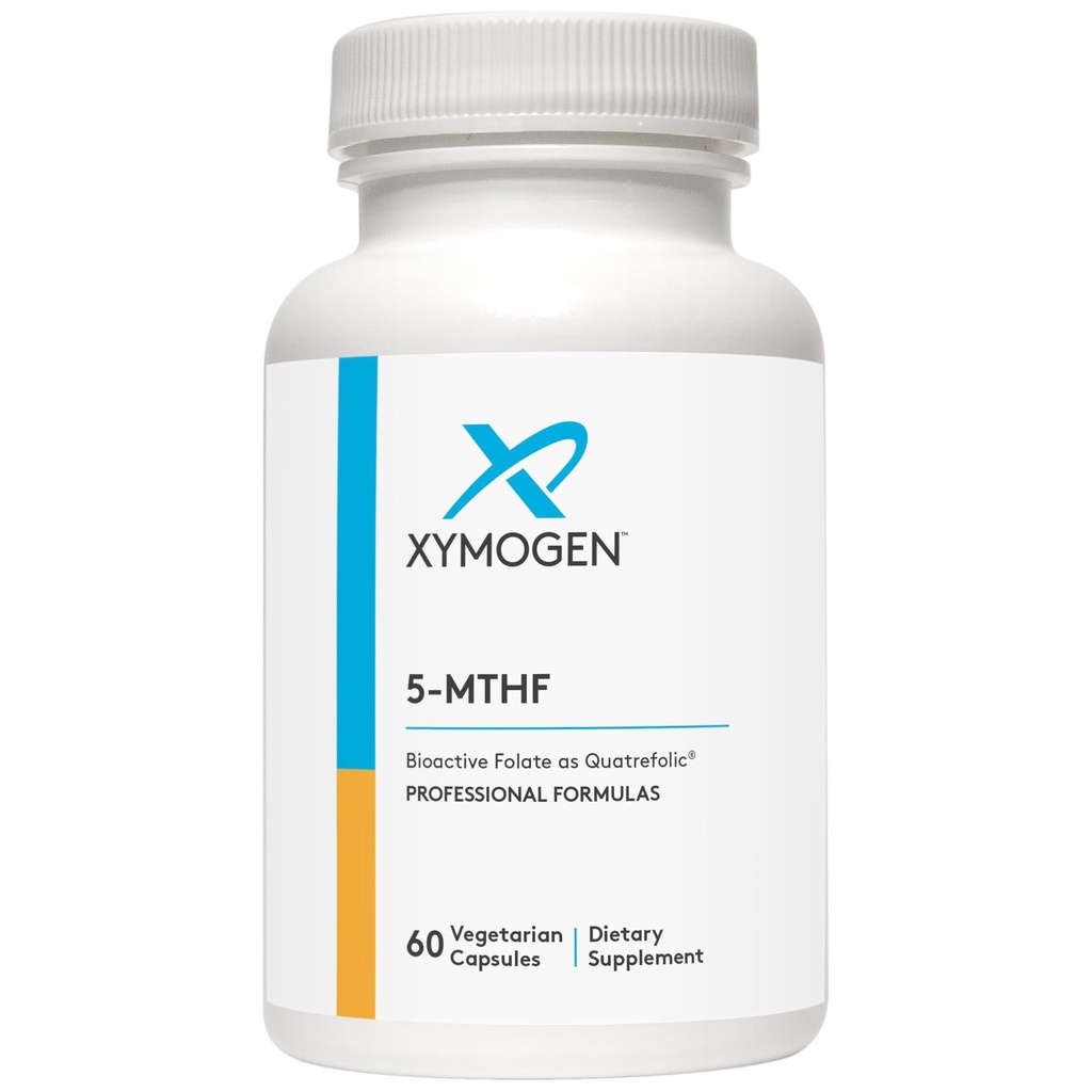 XYMOGEN 5 MTHF - 3.400 mcg DFE Bioactive Folate Supplement as Quatrefolic - Cardiovasculair, Mood + Methylation Support - Vitamine B Methylfolaat als L Methylfolaat (60 capsules)