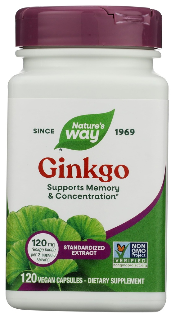 Nature's Way Premium Extract Ginkgo, Geheugen en Concentratie*, 120 Capsules
