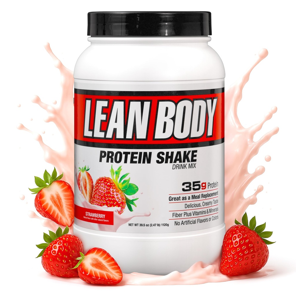 Labrada Nutrition Lean Body Hi-Protein Shake, Aardbei, 2.47-pond tub Aardbei VERPAKKING MAY VARY