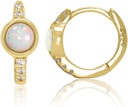 14K Gold Plated 925 Sterling zilver gemaakt witte Opal Huggie Hoop oorbellen