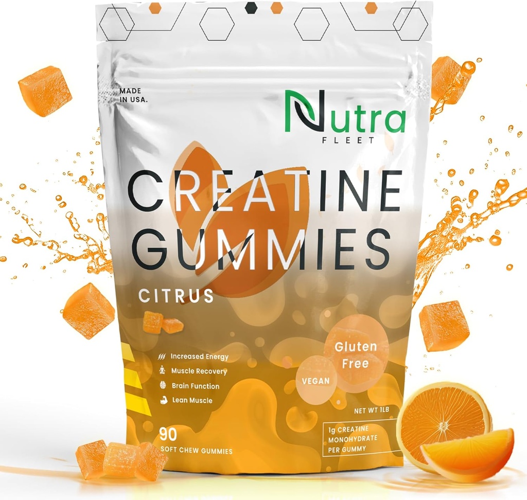 Creatine Monohydraat Gummies - 5g kauw-monohydraatgom voor mannen en vrouwen - Verhoog de sterkte, spier bouwer - Verhoogt energie en focus - lage calorie, veganistisch en glutenvrij