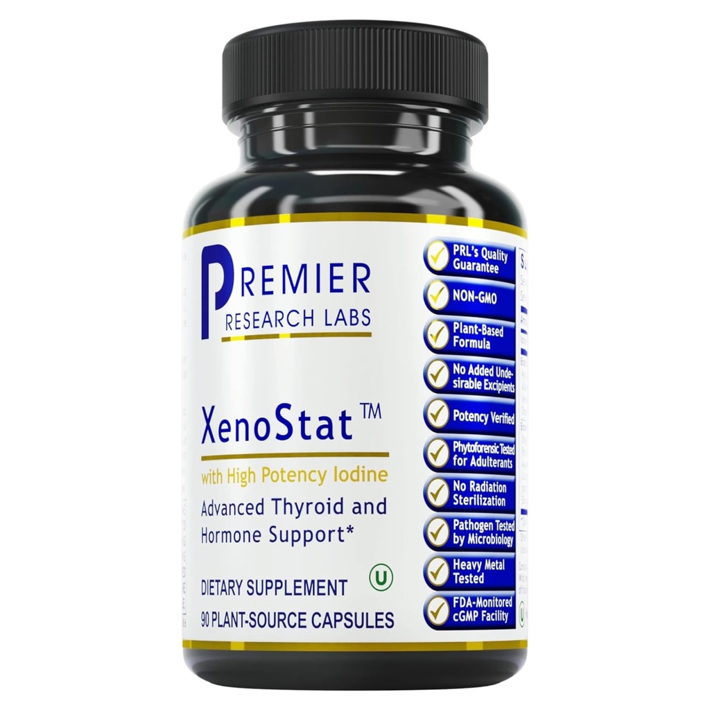 Premier Research Labs XenoStat - Schildklierfunctie en hormoonondersteuning - met Chlorella, Hyssop Herb, Milk Thistle & Reishi Mushroom - Kosher - Vegan - 90 Plant-Source Capsules