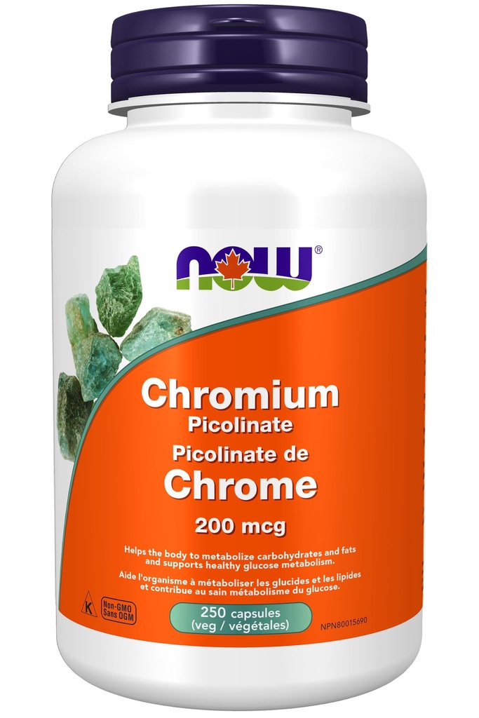 NOW Voedingssupplementen, Chroom Picolinaat 200 mcg, Insuline Co-Factor*, 250 Veg Capsules